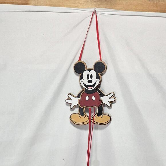 1990 DISNEY MICKEY MOUSE MARIONETTE PULL STRING ORNAMENT WOOD VINTAGE - Picture 10 of 11